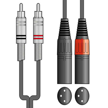 Chord 2R-2XM150 Kαλώδιο Ήχου 2 x RCA Plugs - 2 x XLR Male  1.5m (Τεμάχιο)