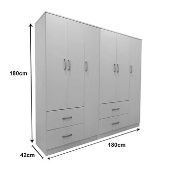 Ντουλάπα εξάφυλλη Lego pakoworld λευκή 180x42x180εκ