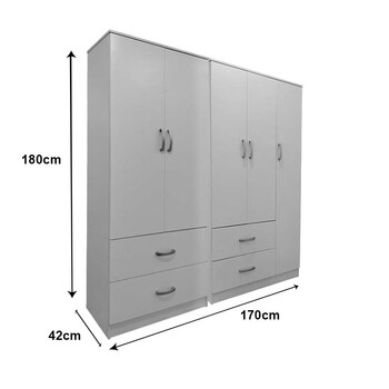 Ντουλάπα πεντάφυλλη Lego pakoworld λευκή 170x42x180εκ