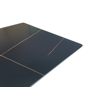 Τραπέζι Mapele pakoworld μαύρη όψη μαρμάρου με μαύρα μεταλλικά πόδια 180x90x75εκ