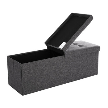 Πτυσσόμενο Σκαμπό με Αποθηκευτικό Χώρο 110 x 38 x 38 cm Χρώματος Σκούρο Γκρι Songmics LSF76GYZ