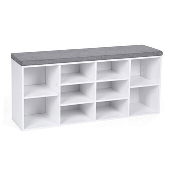 Πάγκος Αποθήκευσης Παπουτσιών με Μαξιλάρι και 10 Διαμερίσματα 104 x 30 x 48 cm Χρώματος Λευκό VASAGLE LHS10WT