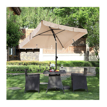 Ομπρέλα Δαπέδου από Ατσάλι 200 x 125 x 240 cm Χρώματος Taupe Songmics GPU25BR