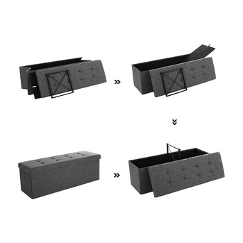 Πτυσσόμενο Σκαμπό με Αποθηκευτικό Χώρο 110 x 38 x 38 cm Χρώματος Σκούρο Γκρι Songmics LSF76GYZ