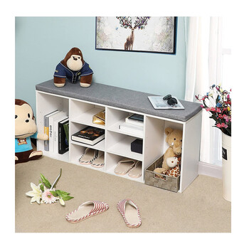 Πάγκος Αποθήκευσης Παπουτσιών με Μαξιλάρι και 10 Διαμερίσματα 104 x 30 x 48 cm Χρώματος Λευκό VASAGLE LHS10WT