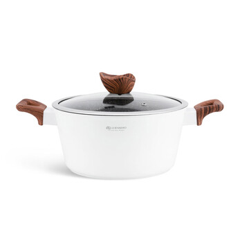 Σετ Μαγειρικών Σκευών με Αντικολλητική Κεραμική Μαρμάρινη Επίστρωση 15 τμχ Χρώματος Λευκό Edenberg EB-5622