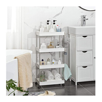 Μεταλλικό Τρόλεϊ Κουζίνας με 4 Ράφια 40 x 22 x 86 cm Songmics KSC10WT