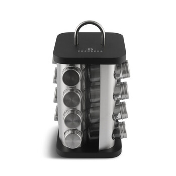 Σετ Δοχεία Μπαχαρικών με Περιστρεφόμενη Βάση 17 τμχ Χρώματος Μαύρο Edenberg EB-4029