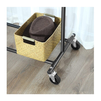 Μεταλλική Κρεμάστρα Ρούχων Δαπέδου Βαρέως Τύπου 92 - 132 x 45.4 x 160 cm με Ρόδες Χρώματος Μαύρο Songmics HSR13BKV1