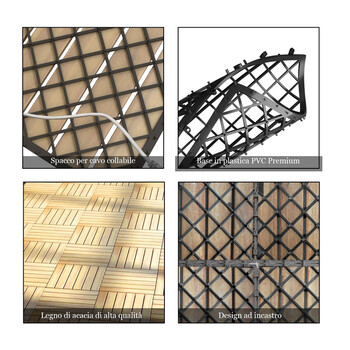 Σετ Πλακάκια από Ξύλο Ακακίας 30 x 30 cm 10 τμχ Costway HW65267
