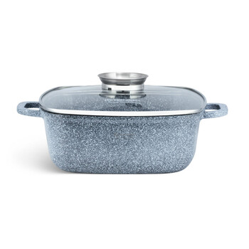 Αντικολλητική Τετράγωνη Κατσαρόλα 28 cm με Κεραμική-Γρανίτη Επίστρωση και Γυάλινο Καπάκι 6.5 Lt Edenberg EB-8003