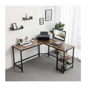 Μεταλλικό Γωνιακό Γραφείο με Θέση για Υπολογιστή 138 x 138 x 75 cm VASAGLE LWD72X