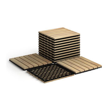 Σετ Πλακάκια από Ξύλο Ακακίας 30 x 30 cm 10 τμχ Costway HW65267