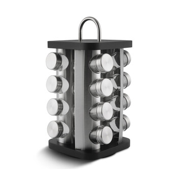 Σετ Δοχεία Μπαχαρικών με Περιστρεφόμενη Βάση 17 τμχ Χρώματος Μαύρο Edenberg EB-4029