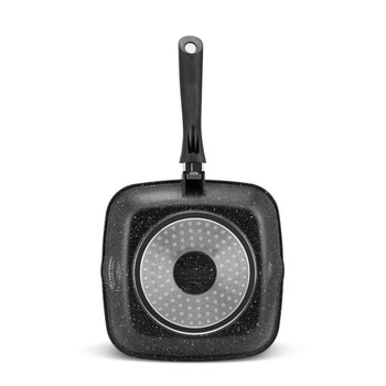 Αντικολλητικό Τηγάνι - Γκριλ 24 cm με Κεραμική Μαρμάρινη Επίστρωση και Γυάλινο Καπάκι Edenberg EB-8136