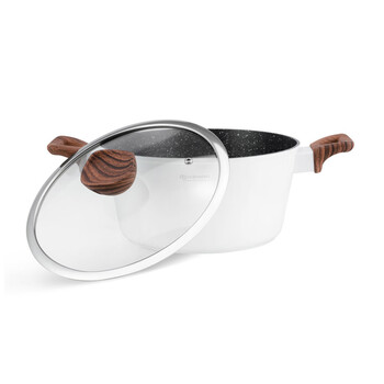 Σετ Μαγειρικών Σκευών με Αντικολλητική Κεραμική Μαρμάρινη Επίστρωση 15 τμχ Χρώματος Λευκό Edenberg EB-5622