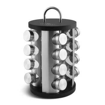 Σετ Δοχεία Μπαχαρικών με Περιστρεφόμενη Βάση 17 τμχ Χρώματος Μαύρο Edenberg EB-4027