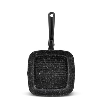 Αντικολλητικό Τηγάνι - Γκριλ 24 cm με Κεραμική Μαρμάρινη Επίστρωση και Γυάλινο Καπάκι Edenberg EB-8136