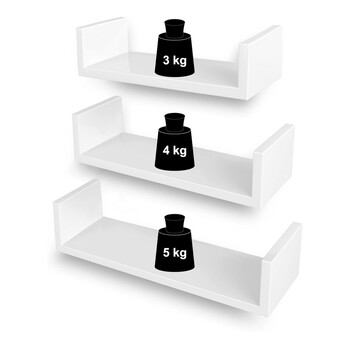 Σετ Επιτοίχια Ξύλινα Ράφια 40 x 9 x 10 cm 3 τμχ Songmics LWS40WT