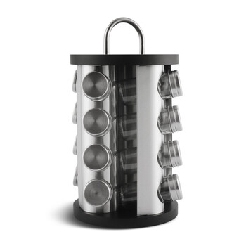 Σετ Δοχεία Μπαχαρικών με Περιστρεφόμενη Βάση 17 τμχ Χρώματος Μαύρο Edenberg EB-4027