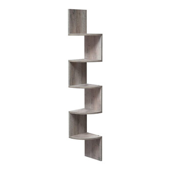 Γωνιακή Ξύλινη Ραφιέρα με 5 Ράφια 20 x 20 x 127.5 cm Χρώματος Γκρι VASAGLE LBC020M01