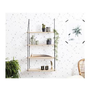 Επιτοίχια Μεταλλική Ορθογώνια Ραφιέρα με 4 Ξύλινα Ράφια 65 x 17 x 114.5 cm Alicante Lifa-Living 8719743323230