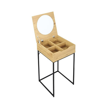 Ξύλινο Μπουντουάρ με Αναδιπλούμενο Καθρέπτη 45 x 45 x 77 cm Χρώματος Καφέ Ανοιχτό Home Deco Factory HD6730