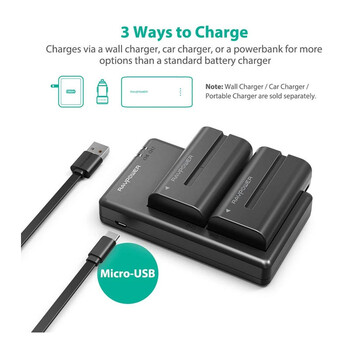 Σετ Επαναφορτιζόμενες Μπαταρίες Φωτογραφικών Μηχανών Sony 2900 mAh 7.2 V 2 τμχ RAVPower RP-BC006