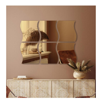 Σετ Επιτοίχιοι Κυματιστοί Καθρέπτες 15 cm Χρώματος Χρυσό 12 τμχ Home Deco Factory HD4373-Curve