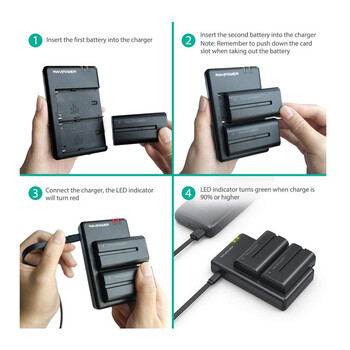 Σετ Επαναφορτιζόμενες Μπαταρίες Φωτογραφικών Μηχανών Sony 2900 mAh 7.2 V 2 τμχ RAVPower RP-BC006