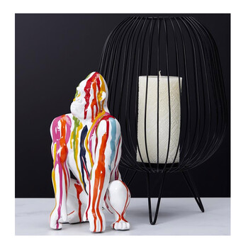 Διακοσμητικός Πολύχρωμος Γορίλας Πολυρητίνης 14.5 x 14 x 24 cm Home Deco Factory HD1326