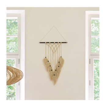 Κρεμαστό Ξύλινο Διακοσμητικό Macrame με Φτερά Σαφάρι 45 x 1.5 x 68 cm Atmosphera 173891