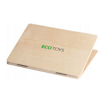 Ξύλινο Εκπαιδευτικό Παιδικό Μαγνητικό Laptop με Αξεσουάρ Χρώματος Καφέ Ανοιχτό Ecotoys G068-ECO_STANDART