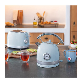 Ασύρματος Ηλεκτρικός Βραστήρας από Ανοξείδωτο Ατσάλι 1.8 Lt Χρώματος Μπλε Cecotec Thermosense 420 Vintage CEC-01482