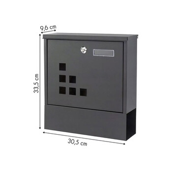 Γραμματοκιβώτιο από Γαλβανισμένο Ατσάλι 30.5 x 9.6 x 33.5 cm ModernHome HPB2210K-GS