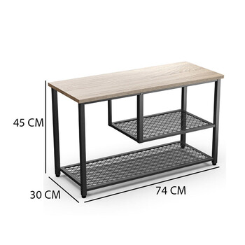 Μεταλλική Παπουτσοθήκη με 2 Ράφια και Πάγκο 74 x 30 x 45 cm Χρώματος Μαύρο Bakaji 02815358