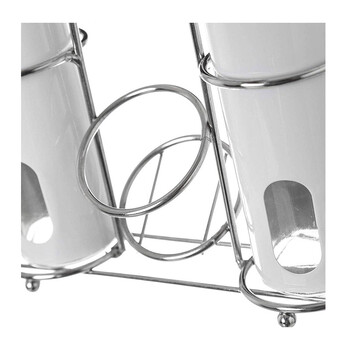 Σετ Μεταλλικό Λαδόξιδο - Αλατοπίπερο με Μεταλλική Βάση 4 τμχ Χρώματος Λευκό Bakaji 02814693