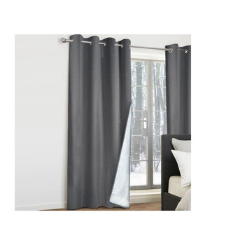 Σετ Κουρτίνες με Τρουκς και Θερμική Επένδυση 135 x 240 cm 2 τμχ Χρώματος Ανθρακί Idomya 30040361
