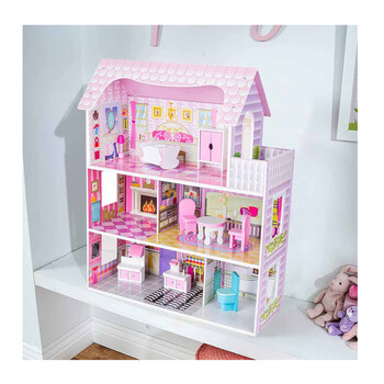 Ξύλινο Κουκλόσπιτο με 3 Ορόφους και Αξεσουάρ 60 x 24 x 70 cm Hoppline HOP1001362