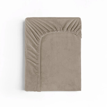 King Size Βελούδινο Σεντόνι με Λάστιχο 180 x 200 cm Χρώματος Taupe Sleeptime 8720578055272