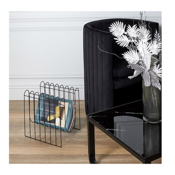 Μεταλλική Θήκη Περιοδικών 32 x 33 x 26 cm Χρώματος Μαύρο Home Deco Factory HD2286