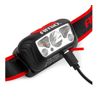 Επαναφορτιζόμενος Φακός Κεφαλής LED XPE+2LED+2SMD 180FLUX 1200mAh LH03 AMiO 02825