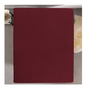 King Size Σεντόνι Jersey με Λάστιχο 190 x 200 x 30 cm Χρώματος Μπορντό Dreamhouse 8717703801453