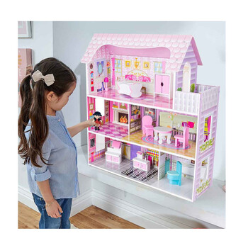 Ξύλινο Κουκλόσπιτο με 3 Ορόφους και Αξεσουάρ 60 x 24 x 70 cm Hoppline HOP1001362