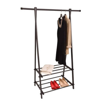 Μεταλλική Κρεμάστρα Ρούχων Δαπέδου με 2 Ράφια 107 x 43.5 x 150 cm ModernHome YLT-0311F-Black