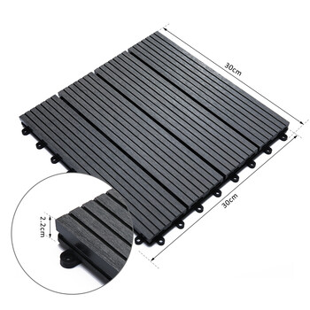 Outsunny Garden Tiles Interlocking Σετ 11 πλακάκια πλακοστρώσεων κήπου εξωτερικού χώρου, γκρι, 30x30x2,2cm 844-214GY