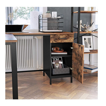 Μεταλλικό Γωνιακό Γραφείο με 1 Ντουλάπι και 1 Συρτάρι 150 x 137 x 75 cm VASAGLE LWD74X