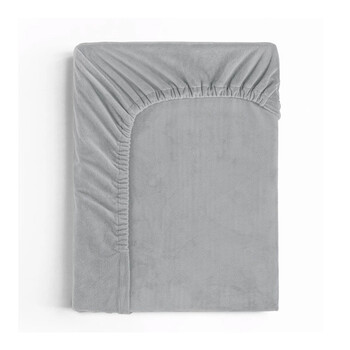 King Size Βελούδινο Σεντόνι με Λάστιχο 180 x 200 cm Χρώματος Γκρι Sleeptime 8720578055319