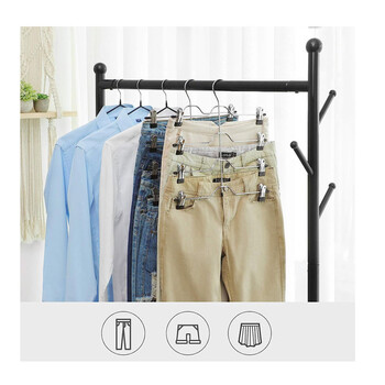 Σετ Μεταλλικές Κρεμάστρες για Παντελόνια / Φούστες 4 Θέσεων με Ρυθμιζόμενα Κλιπς 3 τμχ Songmics CRI042BK