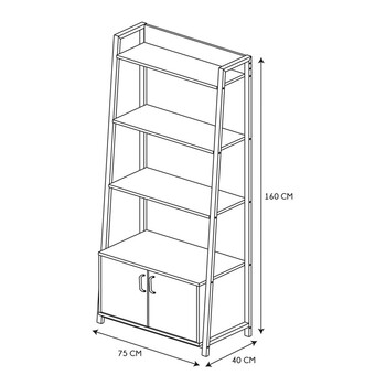 Μεταλλική Βιβλιοθήκη με 3 Ράφια και 1 Ντουλάπι 75 x 40 x 160 cm Home Deco Factory HD5220
